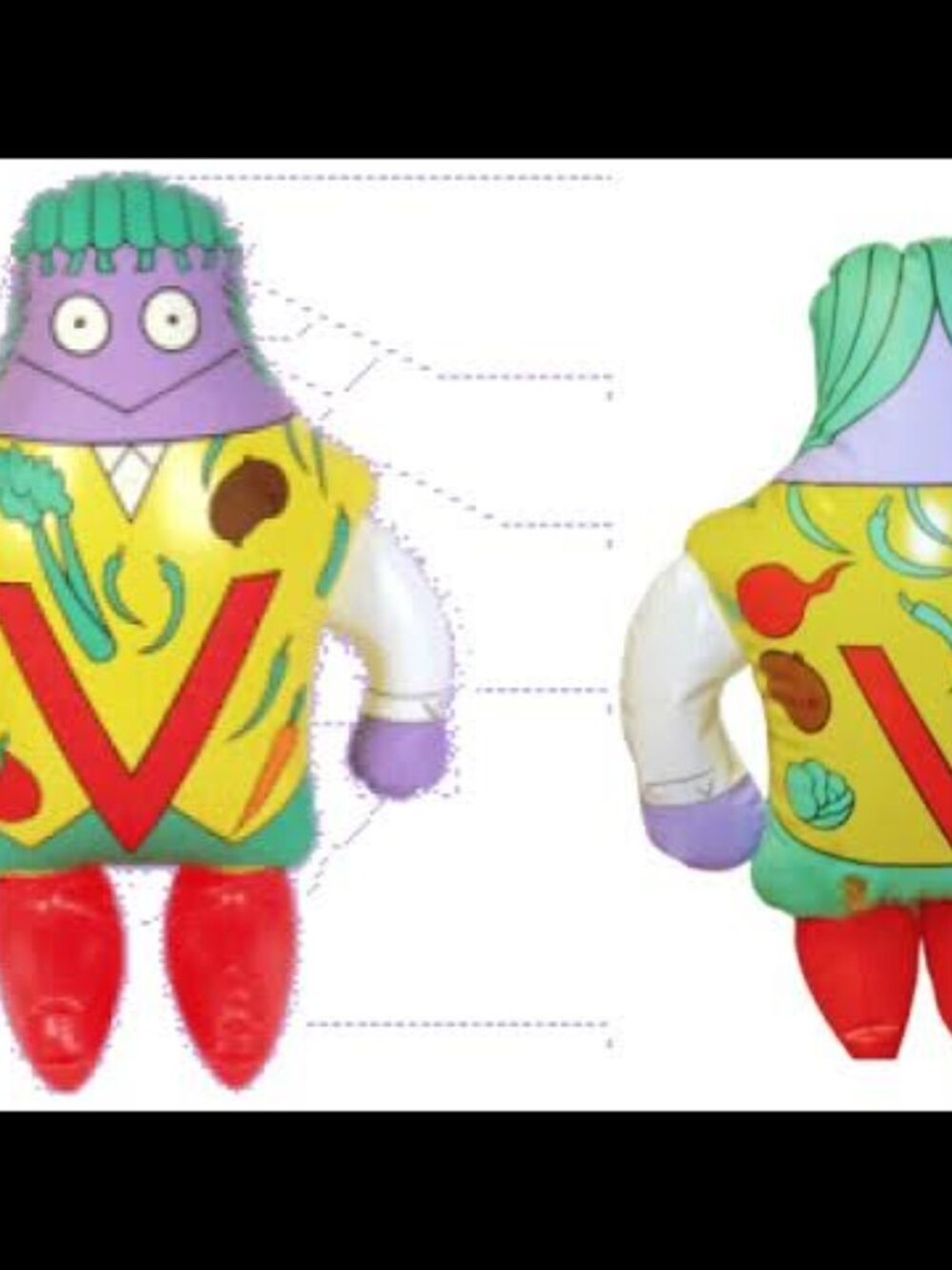 LETTER PEOPLE HUGGABLES VTG INFLATABLE LETTER V VIOLET VELVET VEGETABLE VEST NOS